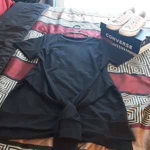 Black tie in the front tunic dress/top